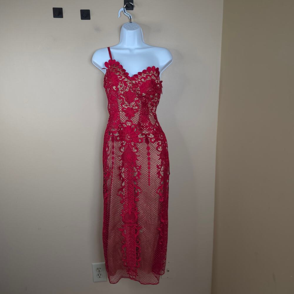 CATHERINE DEANE Red Lace Lena Dress Size 0 DAMAGED